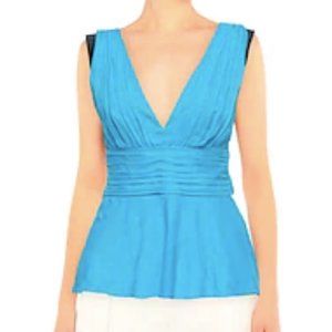 Emilio Pucci Gathered silk and cotton blend chiffon top azure size 8